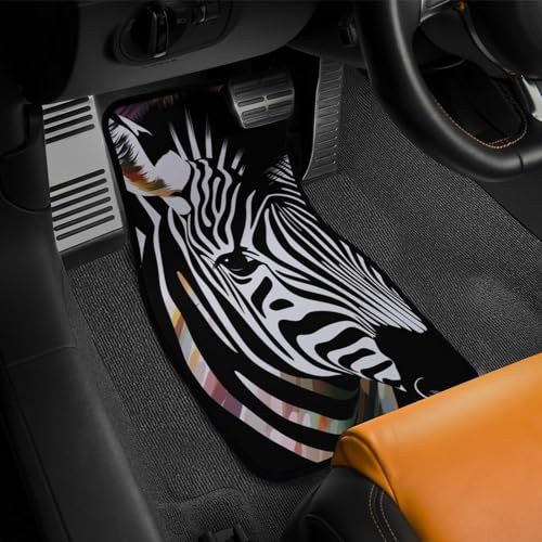 Tapis de sol voiture zèbre abstrait avec talonnette de sécurité