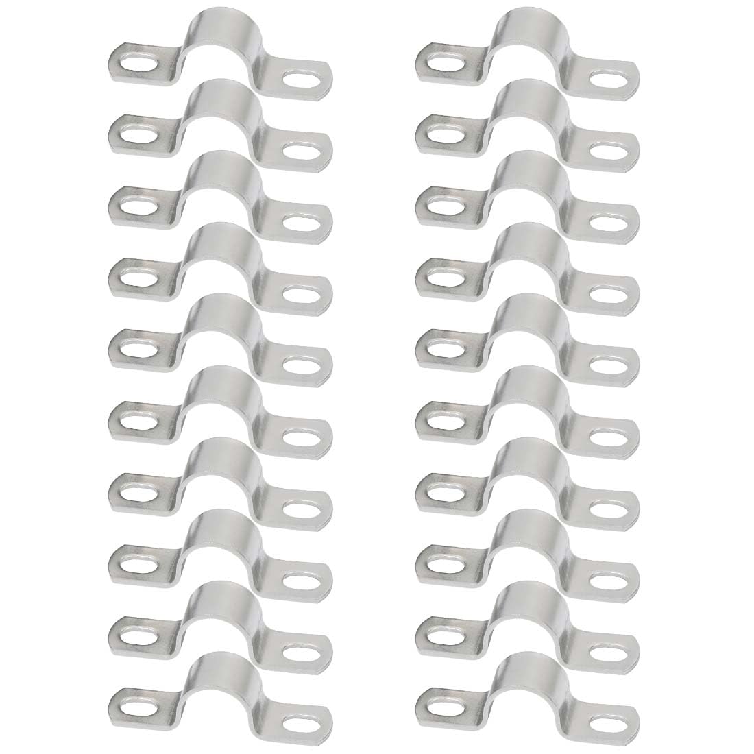 20 Piezas Mordazas Para Tuberías, Abrazaderas Para Cables 2 Agujeros Pared, Sujeta Alambres Red Eléctrica, Diámetro Interno 10 Mm Color Plata
