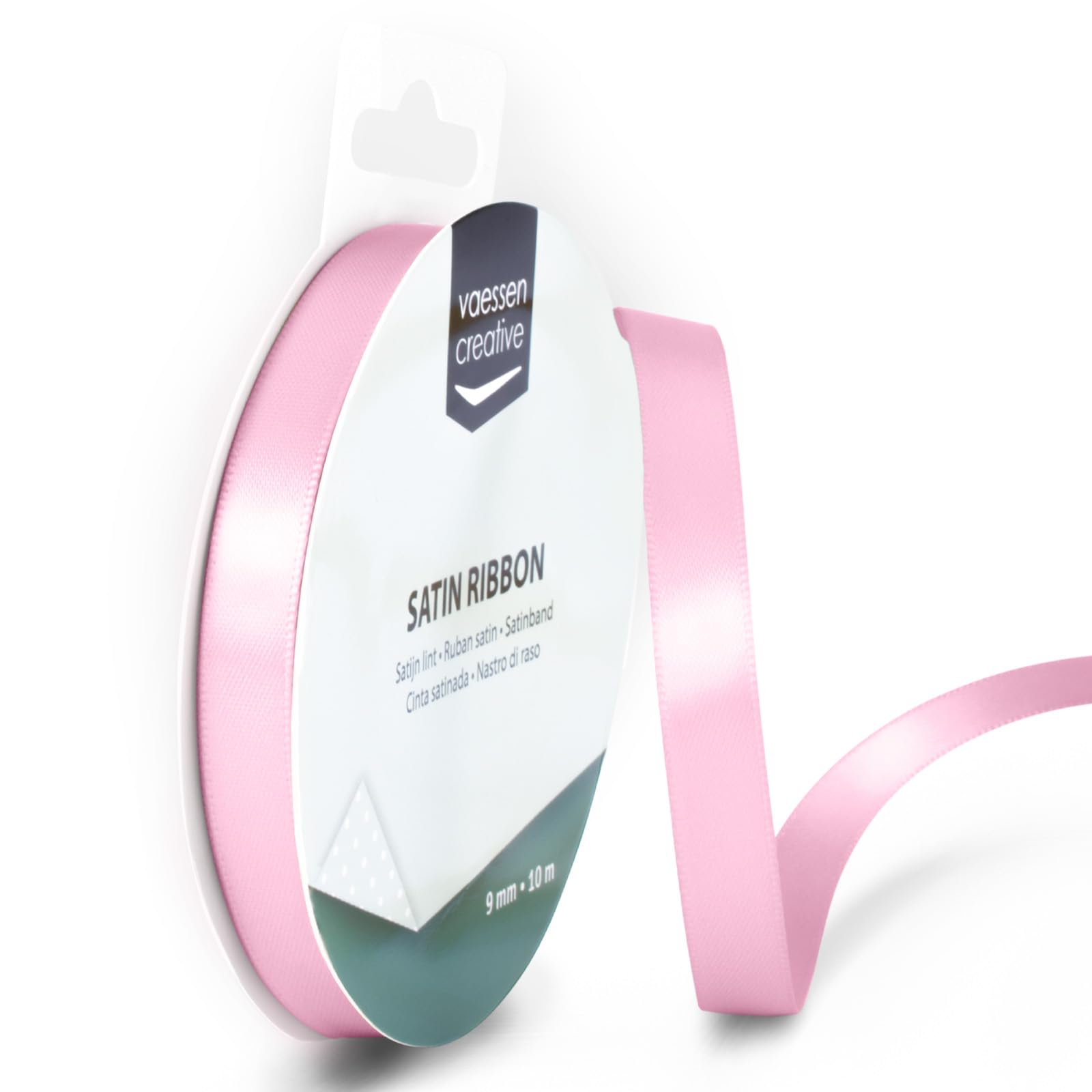 Vaessen Creative Satin Ribbon, 9mm x 10m, Elegant Shine for Card Making, Scrapbooks, Gift Wrapping and Other Craft Projects Light Pink