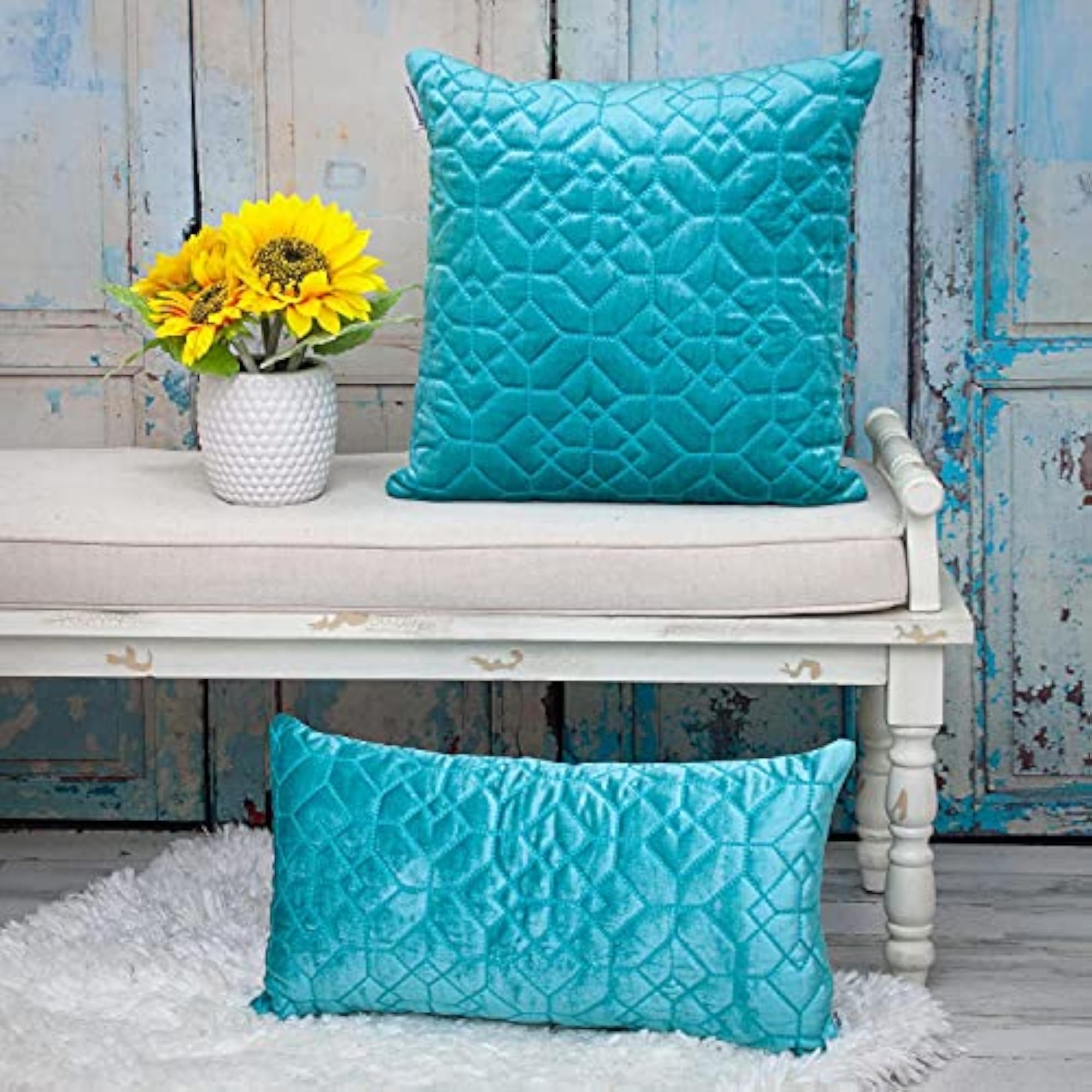 Sora Transitional Aqua Throw Pillow