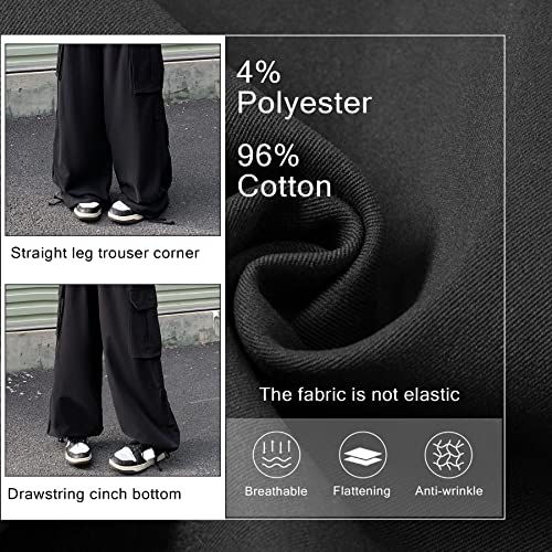 Women's Pants Y2k Cargo Gothic Baggy High Waisted Trousers Harajuku Streetwear Parachute Pants for Men (Black,XL) by Hewlshawn - Used condition - Image 5