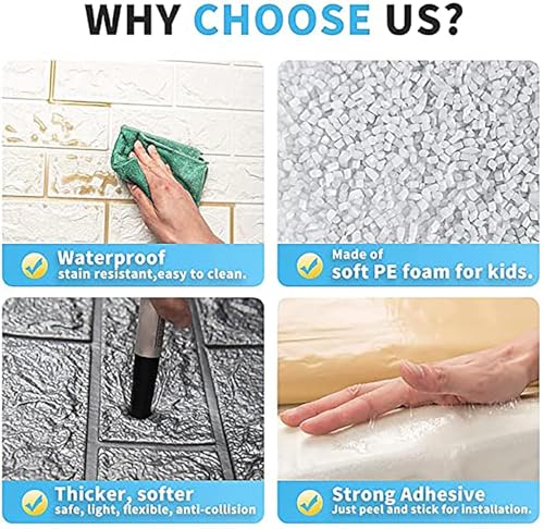 Image of 3D Brick Wallpaper for Wall | Self Adhesive PE Foam DIY Panel | Peel & Stick Decor for Home, Living, Bedroom & Office (70 x 77 cm, Appx 5.8 Sq Ft) (1, Grey)