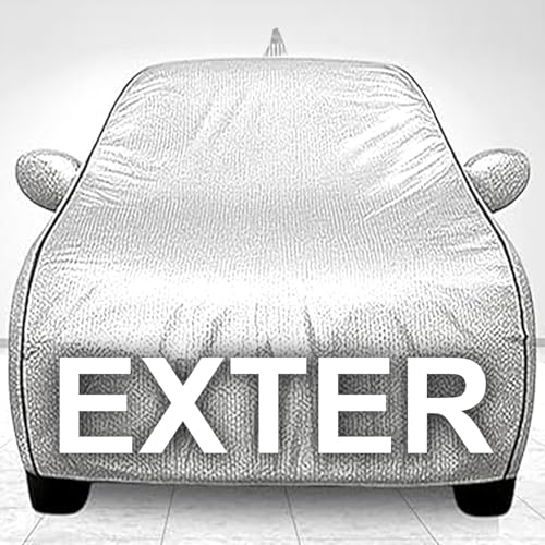 Image of UNIQE Waterproof Car Cover for Hyundai Exter | UV Protection | Dustproof | Windproof Belt & Elastic Hem | Mirror & Pockets | All Weather Car Body Cover (Silver, Exter)