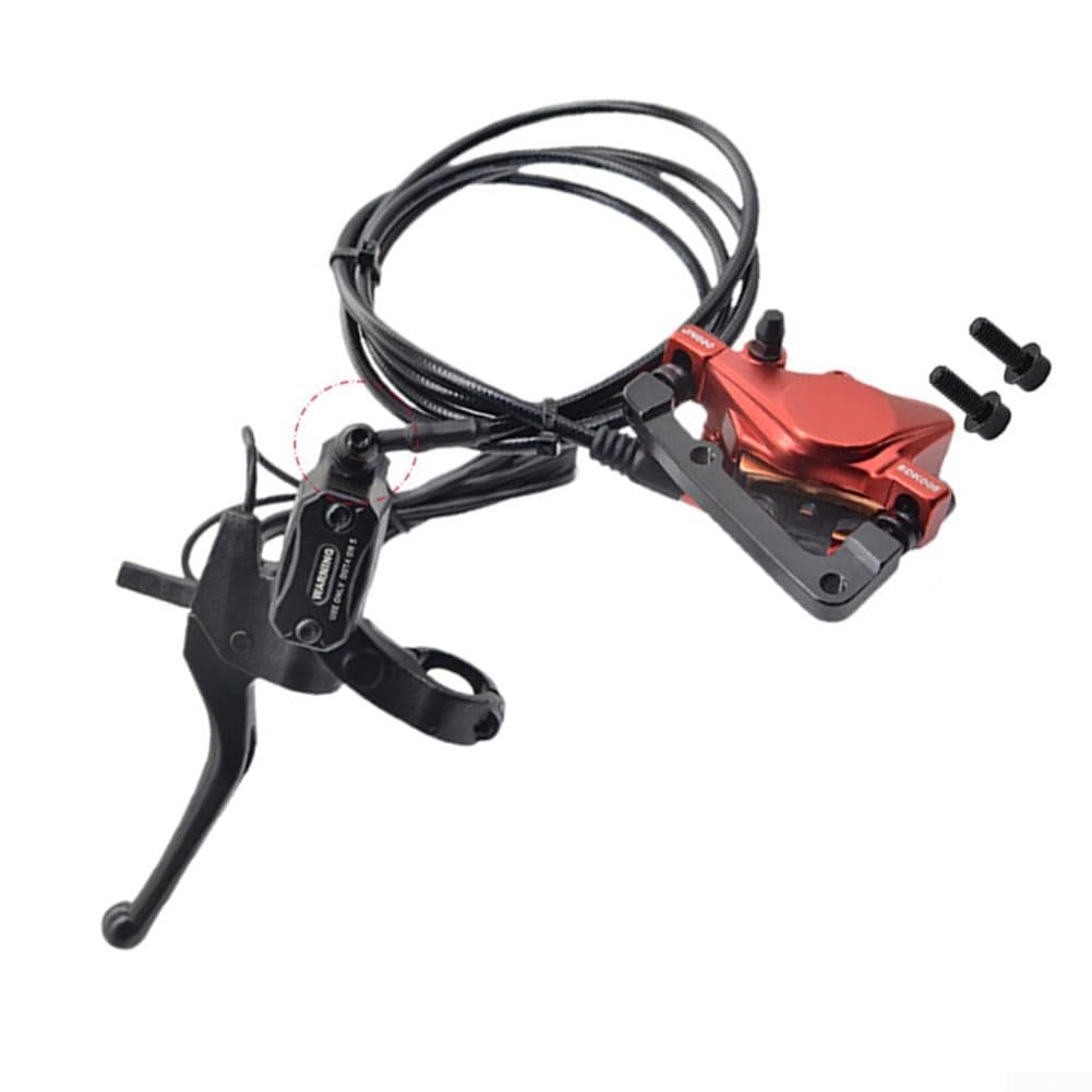 Eawfgtuw Set freno a disco idraulico per bici elettrica, con funzione di spegnimento automatico, struttura in alluminio CNC, pastiglie dei freni in metallo ispessite da 7 mm, tubo dell'olio