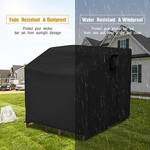 Guisong 41 Inch Waterproof Outdoor Bar Set Cover, Heavy Duty Patio Bar Set Cover For Wicker Bar Table Set/Balcony Bar Set With Stools-Black #TOP4