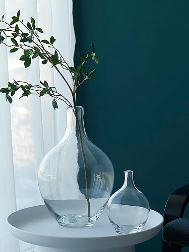 Miniatura 8 de Jarrón grande de 7.9 pulgadas, florero de vidrio transparente, florero decorativo para sala de estar, jarrón de piso de vidrio, jarrón moderno para