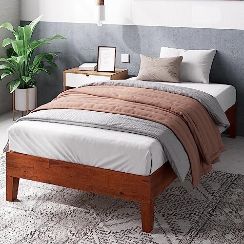 ZINUS Wen Deluxe Wood Platform Bed Frame / Solid Wood Foundation / Wood Slat Support / No Box Spring Needed / Easy Assembly, Twin