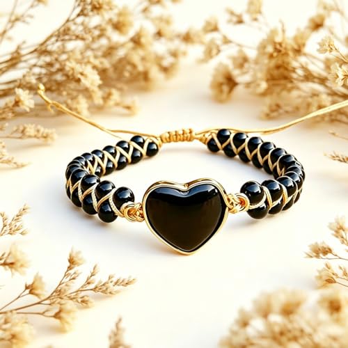 Image of Women Boho Wrap Bracelet,Handmade Natural Stone Crystal Emperor Beads Heart Bracelet, Fashion Bohemian Jewelry Gift for Women