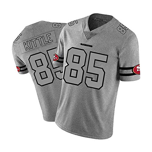 Maglia da Rugby Kittle # 85 49ers Football Americano Sportswear Unisex Sport Manica Corta Felpa Fitness Traspirante Polo da Ricamo-L