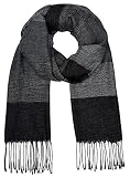 Diseñado en Francia oodji Ultra Hombre Bufanda a Rayas con Flecos, Negro