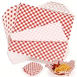 YQL Deli-Papierbögen, 30,5 x 30,5 cm, rot kariertes Wachspapier zum Verpacken von Lebensmitteln, fettbeständige Sandwich-Wickeleinlagen, Einweg-Lebensmittelkorbeinlagen für Burger, Partys, Messen und