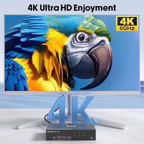 Image of KVM Switch 3 Monitors 3 Computers EDID Simulation 4K@60Hz,HDMI Displayport Triple Monitor KVM Switch,3 Monitor KVM with 4 USB 3.0 Ports for Keyboard Mouse, Wired Remote and 3 USB3.0 Cables Included