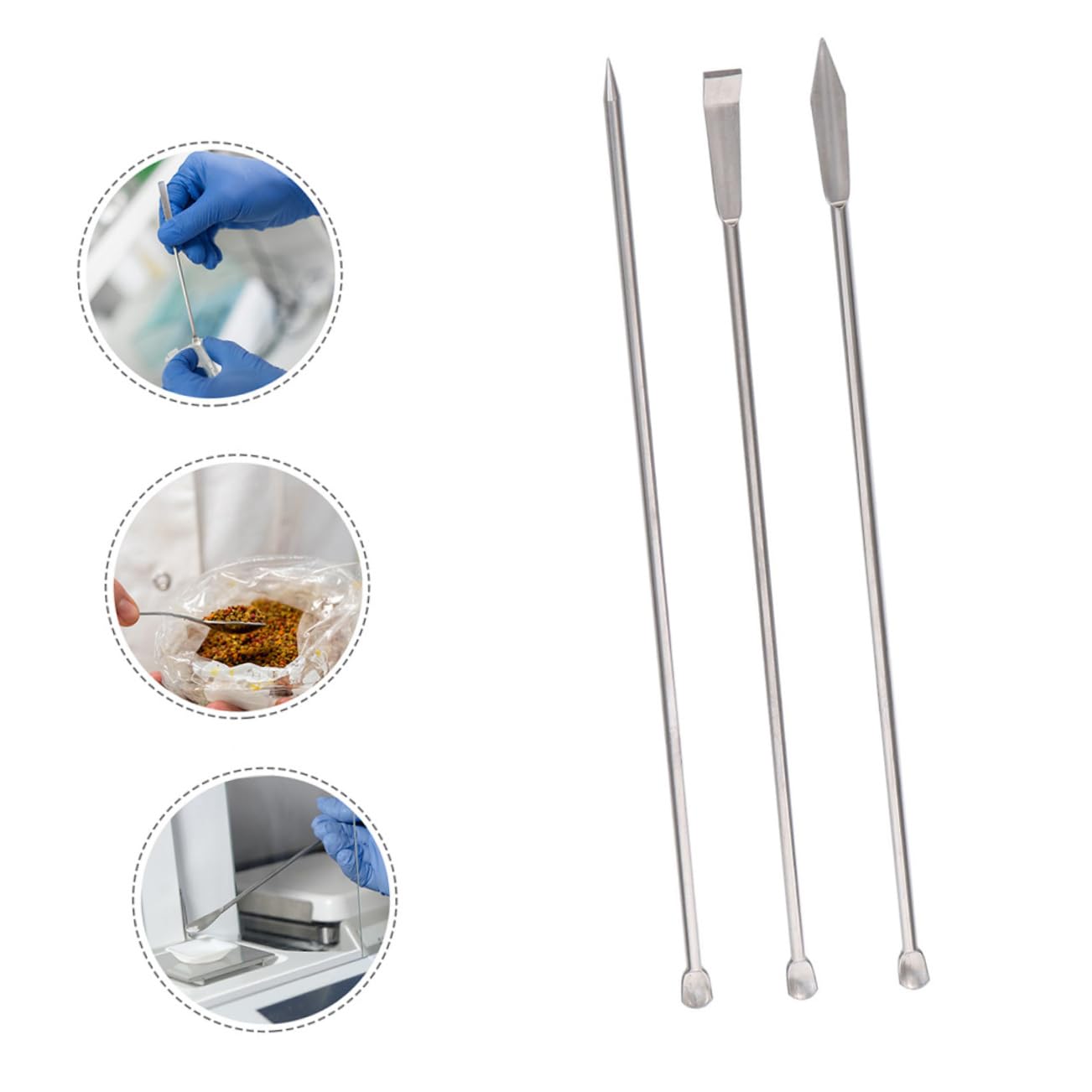 CHILDWEET 3 Stück-pack Laborlöffel aus Edelstahl Doppelseitiges Design mit Flachem Ende Medizinischer Probierlöffel zum Abmessen Kleiner Mengen für Zuhause und Klassenzimmer