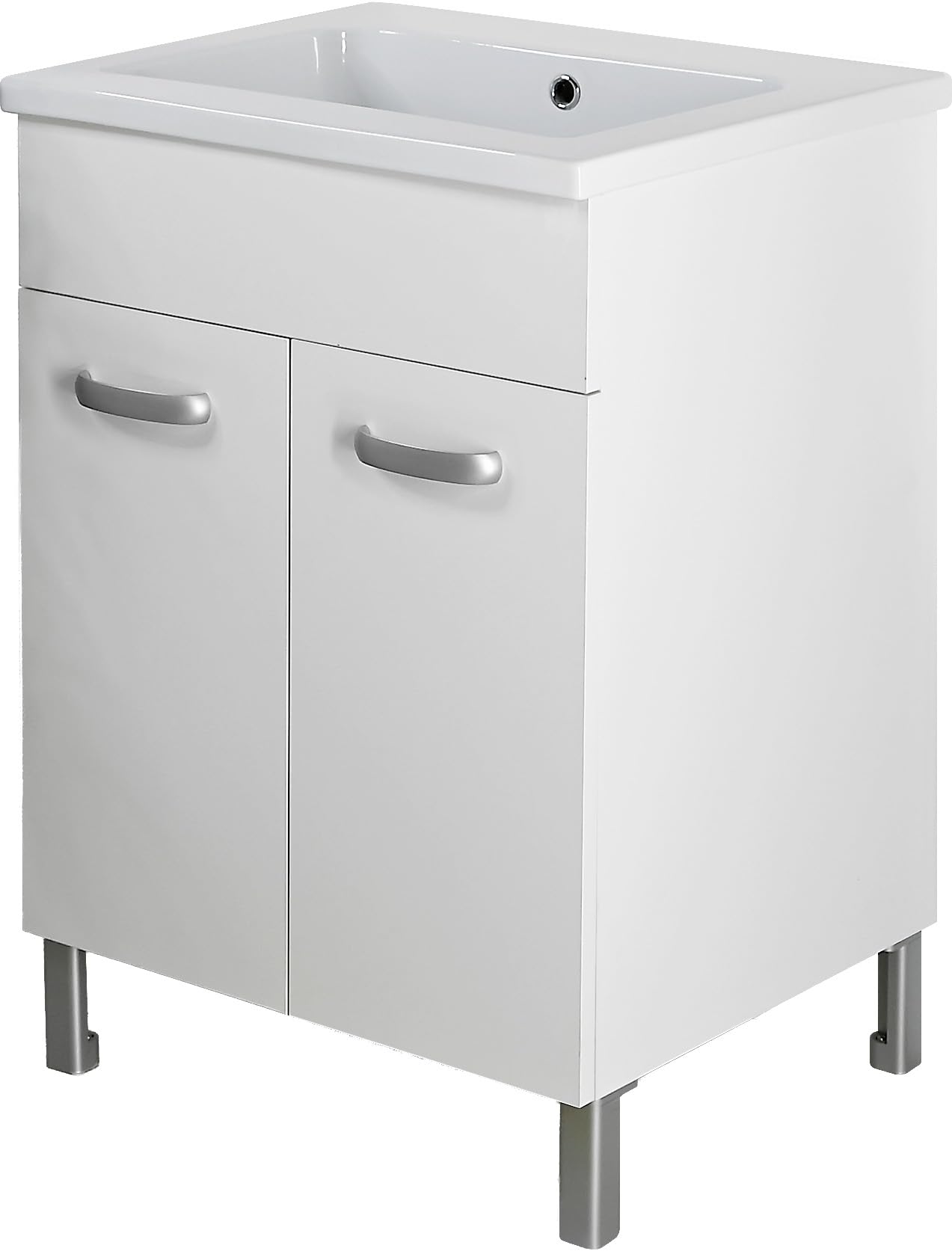 Ceramcia Tuscia Mobile LAVATOIO Ceramica 60 x 51 x H 88 YORK Design Bianco Antigraffio con Vasca Profonda 25,5 cm (NO Foro Rubinetto)