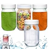 12 oz Glass Jars with Lid, Fits Most Oster Blenders for Blending Smothies and Storing Pickles, Honey, Spice, Candy, Jam, Overnight oats, Meal Prep Containers (4)