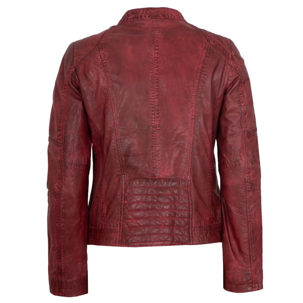 MADDOX - Damen Echtleder Lederjacke Lammnappa dunkelrot