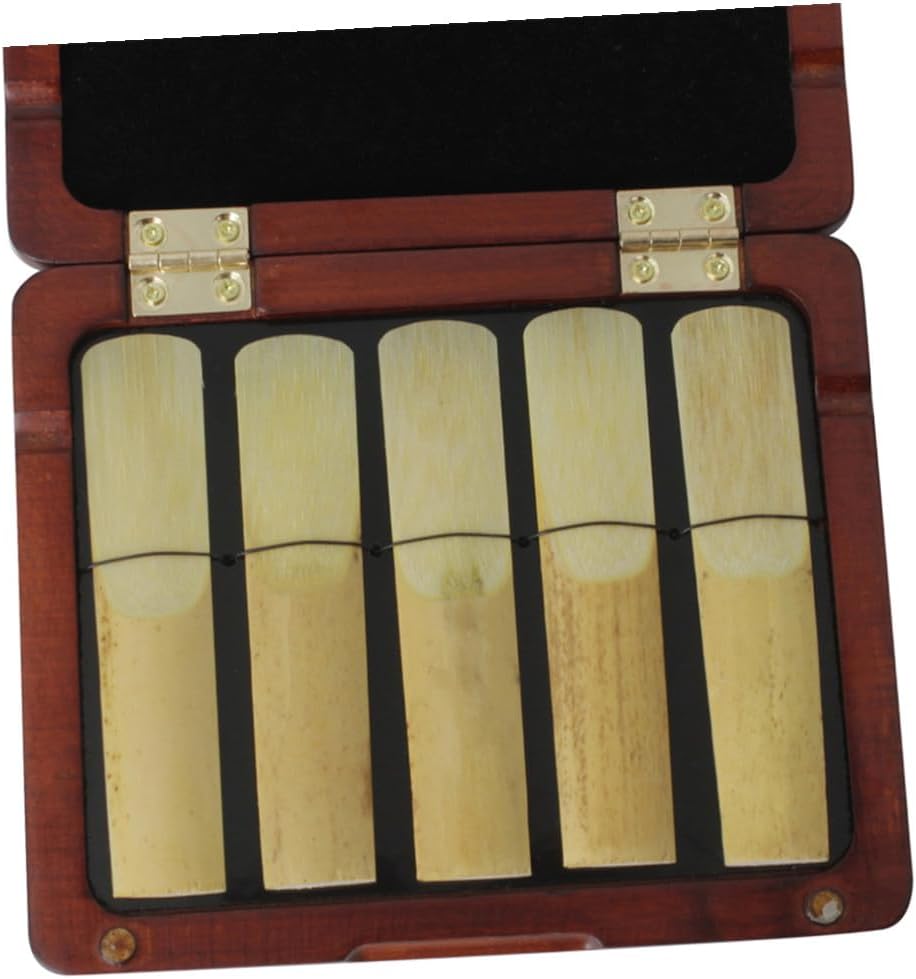 BESPORTBLE 5pcs Oboe Reed Case with Hygrometer Amber Saxophone Reed Carrying Box for Wind Woodwind Accessories