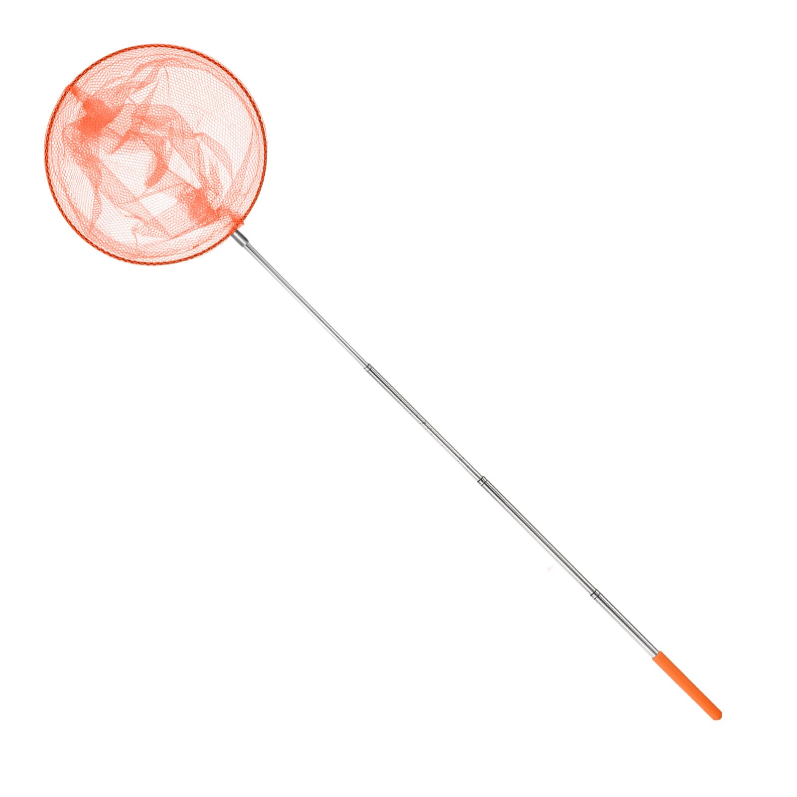 M METERXITY 1 filet de pêche télescopique pour adolescents, extensible de 48 cm avec poignée réglable pour attraper les insectes/petits poissons/crevettes/aquarium/extérieur [orange]