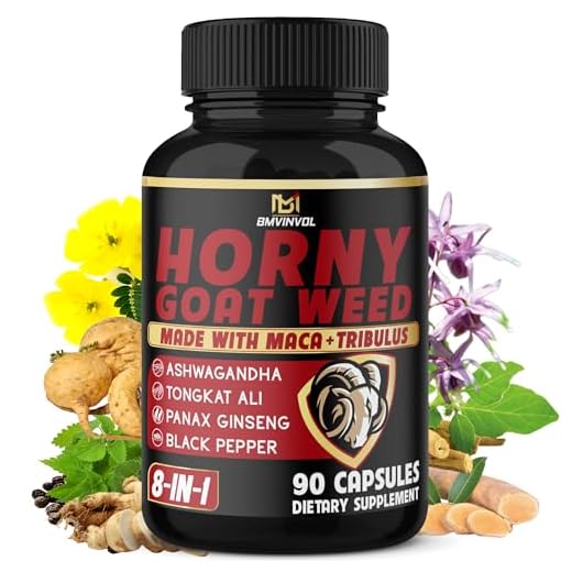 BMVINVOL Horny Goat Weed Capsules - 7000mg Herbal Equivalent - Maca, Ginseng, Tribulus Terrestris, Ashwagandha - Performance and Energy Support - 3 Months Supply