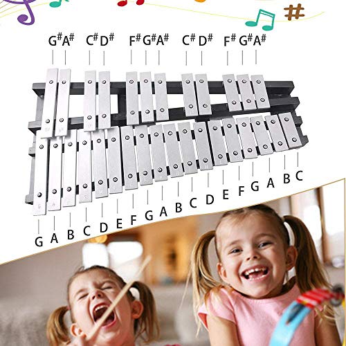 Volwco 32 Opmerking Glockenspiel Xylophone, Professionele Glockenspiel Percussie Muzikaal Instrument met Stand, Mallets & Stevige Zak, voor Kinderen Educatief/Beginner/Verjaardagscadeau A
