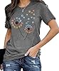 VVNTY Dandelion T Shirts for Women Cute Dandelion Print Graphic T-Shirt Summer Short Sleeve Round Neck Tee Tops (Lightgrey1,S) #1
