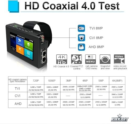 Image of 5-in-1 CCTV Tester 4 inch Touch Screen | Supports 4K IP, AHD, TVI, CVI, CVBS Cameras | Compatible with 720P /1080P /3MP /4MP /5MP | Security Camera Video Monitor & Testing Tool