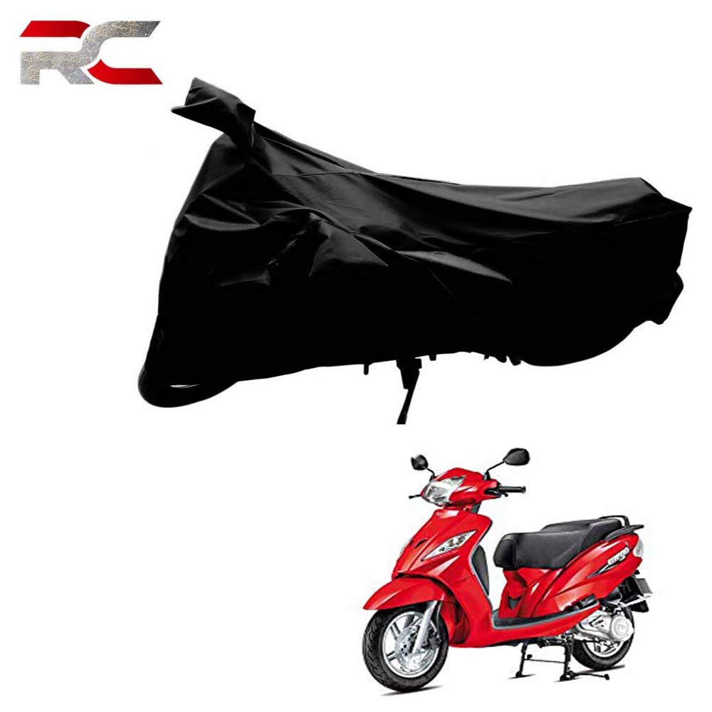 Riderscart 100% Waterproof, Dustproof & UV Protection Bike Cover with Mirror Pocket and Storage Bag Body Covers for Tvs Wego - Black