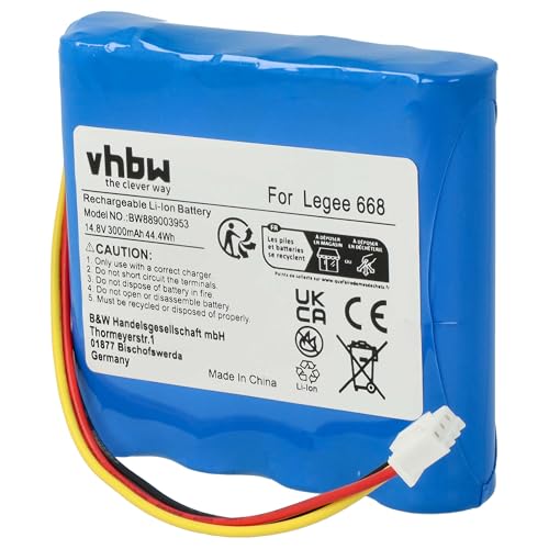 vhbw Akku kompatibel mit Hobot LEGEE 668, 669 Saugroboter (3000 mAh, 14,8 V, Li-Ion, ohne Gehäuse)