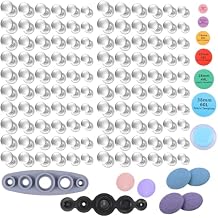 120Pcs Cover Button Kits with Tools, 6 Sizes & Fabric Template DIY Fabric Covered Buttons Set for DIY Covered Buttons, Clothes, Hats, Backpacks and Crafts Silver, 120Pcs