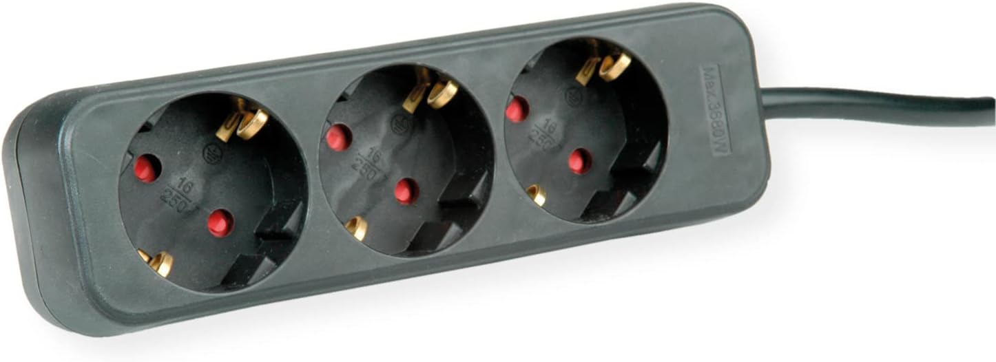 ROLINE 3 Way Power Strip No Switch Black 3m