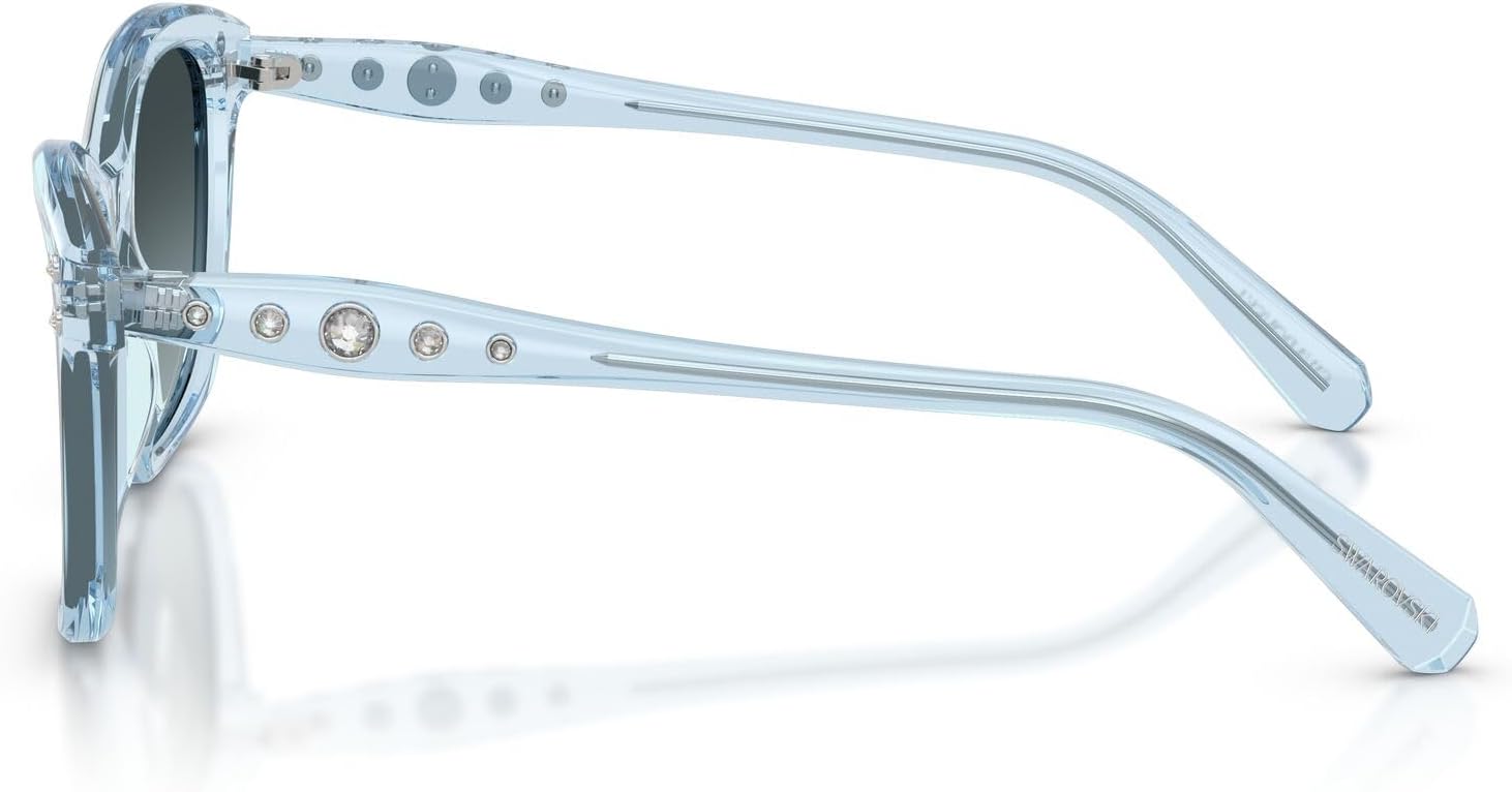 Swarovski Women's SK6063 Square Sunglasses, Transparent Light Blue/Gradient Blue, 54 mm
