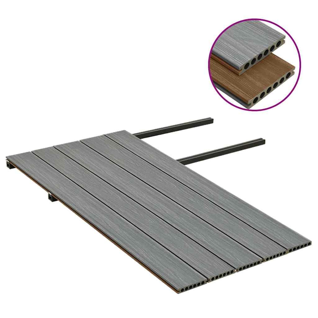 WPC Terrassendielen mit Zubehör Braun Grau 10 m² 2,2 m