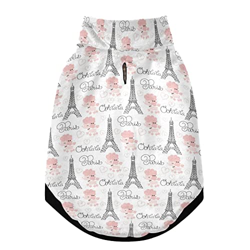 Kigai Paris Eiffel Tower Sheep Puppy Kitten Cotton Shirt Cute Print Warm Cotton Fleece Soft And Comfortable Sleeveless Pet Clothes #TOP23