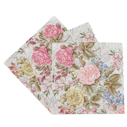 Dekorative Papierservietten mit Vintage Blumenmuster, Rosa und Gelbe Rosen, 20 Stück I Ideal für Hochzeit, Taufe, Kommunion, Geburtstag I Stoffservietten - Blumen, Rosen I Farbe: Floral Moments Dekorative Papierservietten mit Vintage Blumenmuster, Rosa und Gelbe Rosen, 20 Stück I Ideal für Hochzeit, Taufe, Kommunion, Geburtstag I Stoffservietten - Blumen, Rosen I Farbe: Floral Moments