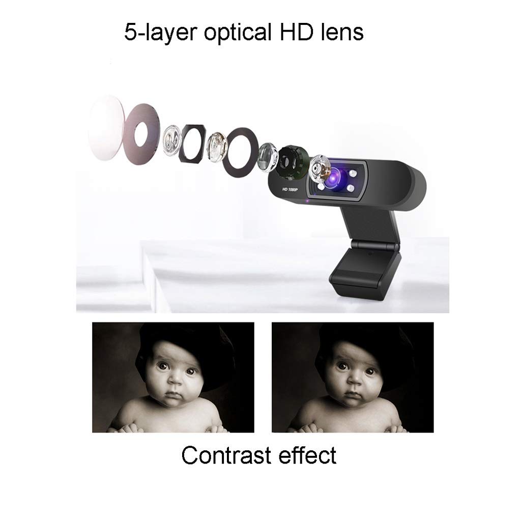 1080P La Cámara para La Computadora con El Micrófono, Cámara Web con Micrófono Pantalla Ancha De Alta Definición De Vídeo De Webcam For Video Chat, Exámenes De Clase En Línea, Videoconferencia