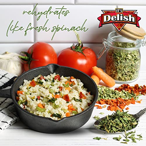 Gourmet Chopped Dried Spinach Flakes By Its Delish, 8 Oz Jumbo Reusable Container | Premium Natural Dehydrated Spinach Leaves For Cooking, Camping, Backpacking - Easy To Use For Sauces, Soup, Dips #TOP6