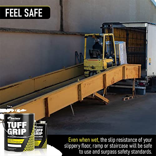 Tuff Grip Non-Skid Paint For Ramps, Floors, Decks & Stairs – Textured Anti-Slip Grip Coating For Extreme Slip Resistant Traction (Gallon Extreme, Safety Yellow) #TOP6