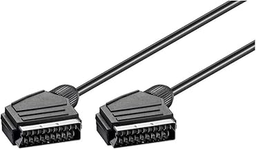 goobay Scart Kabel 2m, 21-polig voll belegtes Verbindungskabel für TV Fernseher, Videorekorder & Receiver, Robuste Signalübertragung mit vernickelten Kontakten, Schwarz - 11703