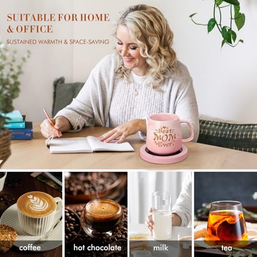 2025 Mom Birthday Gifts Christmas, Coffee Mug Warmer & Best Mom Ever Mug Set, Mug Warmer for Desk, Auto Shut Off Smart Warmer Coaster, Coffee Gifts for Mom from Daughter, Son - Image 5
