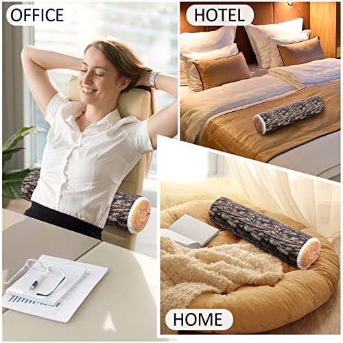 Wood Design Decorative Round Throw Pillow 3D Digital Print Comfortable Wood Trunk Neck Sleeping Throw Pillow Stump Cylinder Cushion For Kids Camping Home Couch Sofa Bedroom Living Room Decor (3 Pcs) #TOP3