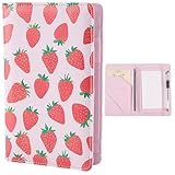 PRESSINART Kellnerbücher Niedlich Rosa Kellnerbuch Mit Reißverschluss Erdbeer Leder Kellnertaschen Mit Tasche Geldorganizer Geldbörse Bargeld Scheck Rechnung Quittungshalter Präsentator Für Restaurant