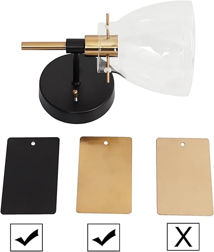 Miniatura 7 de ZEVNI Aplique de pared, apliques de pared de 1 luz, accesorios de pared de oro negro con pantalla de vidrio transparente de globo, 5 x 5.5 x 10