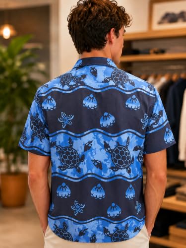 Image of Yoimira Hawaiian Shirts for Men, Print Mens Casual Short Sleeve Button Down Shirts Floral Aloha Beach Shirt