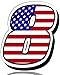 Biomar Labs® Número 8 Bandera Americana de Estados Unidos Nacional USA Calavera Vinilo Adhesivo Pegatina Coche Auto Motocross Moto Sport Start Racing Tuning N 308