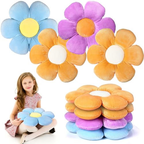 Reginary 4 Pcs Flower Floor Pillows Cute Plush Flower Throw