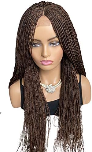 JBG SERVICES Authentic African Braided Wigs - Micro Million Braid Wig For African American Women Lace Closure Finishing for Natural-Look Hairline -22 inch Color 30/33 Mixed