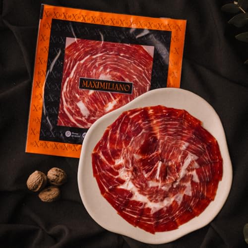 Miniatura 7 de Maximiliano Jabugo - Jamón De Bellota 100 Ibérico Estuche 80gr Loncheado A Mano A Cuchillo Criado En Libertad Curación Lenta 36 Meses Certificado