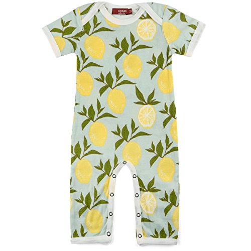 MilkBarn Short Sleeve Organic Cotton Baby Romper Lemon (12-18 Months)