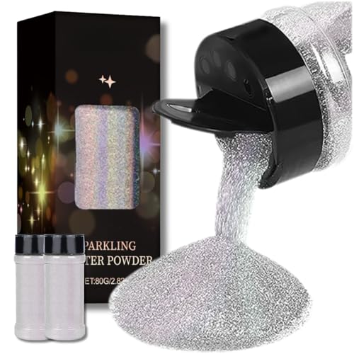 SHEBEEDO 2 piezas de purpurina fina con purpurina plateada, purpurina para manualidades, fácil de almacenar y transportar con purpurina fina