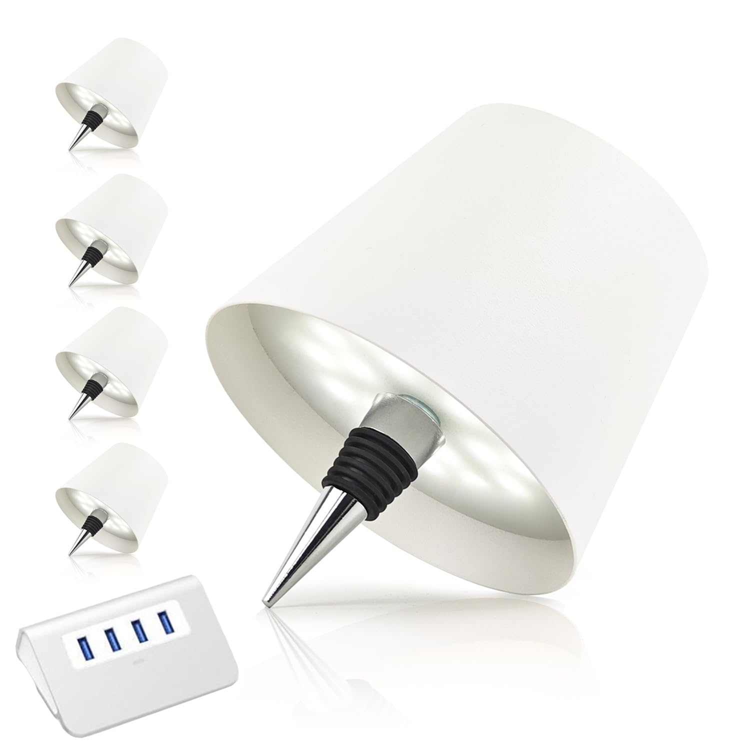 MU LIN Wiederaufladbare Flaschenlampe, kabellose Tischlampe, Touch-Steuerung, 3 Farbtemperaturmodi, dimmbar, für Wohnzimmer, Restaurant